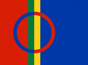 Bildet viser samenes flagg